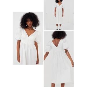 NWT For Love & Lemons White Corset Jocelyn Midi Peasant Dress
